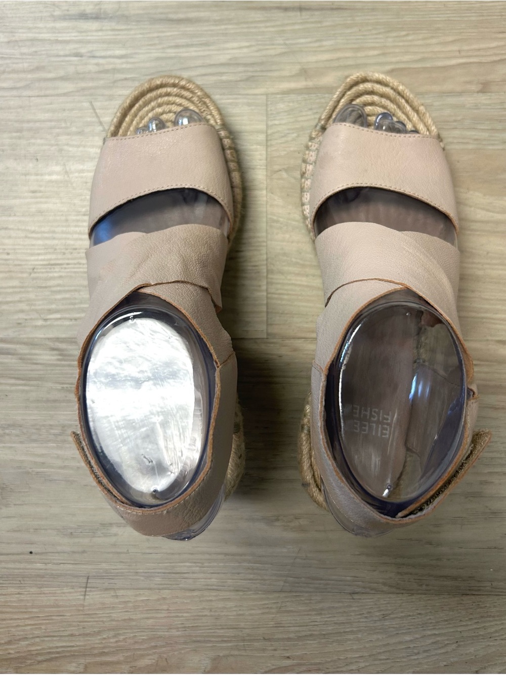 Eileen Fisher Sandals Willow Espadrille Sz 6 Tumbled Leather Wedge nude pink - Picture 7 of 13